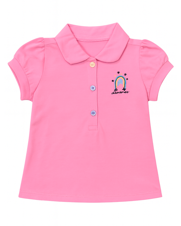 Blusa Rosa con Detalle Arcoíris