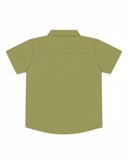 Camisa verde con bordado de dinosaurio