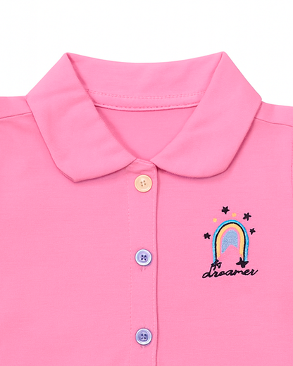 Blusa Rosa con Detalle Arcoíris