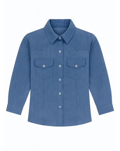 Blusa Chambray de Manga Larga para Niña