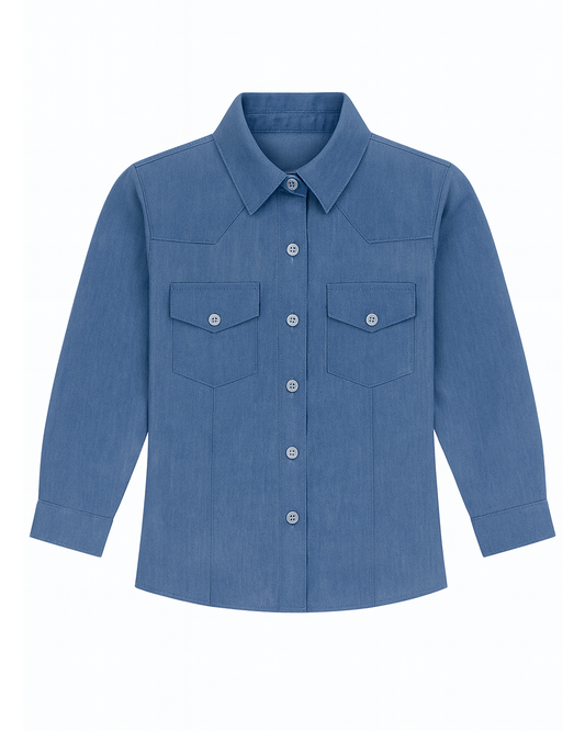 Blusa Chambray de Manga Larga para Niña
