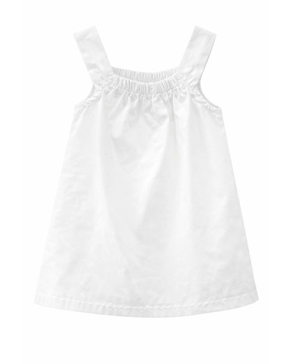 Vestido Infantil Blanco sin Mangas y Estampado Inferior