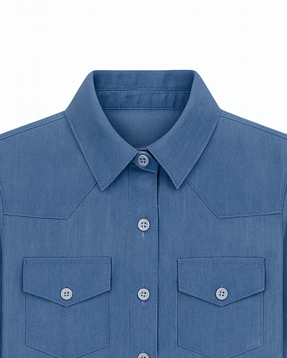 Blusa Chambray de Manga Larga para Niña