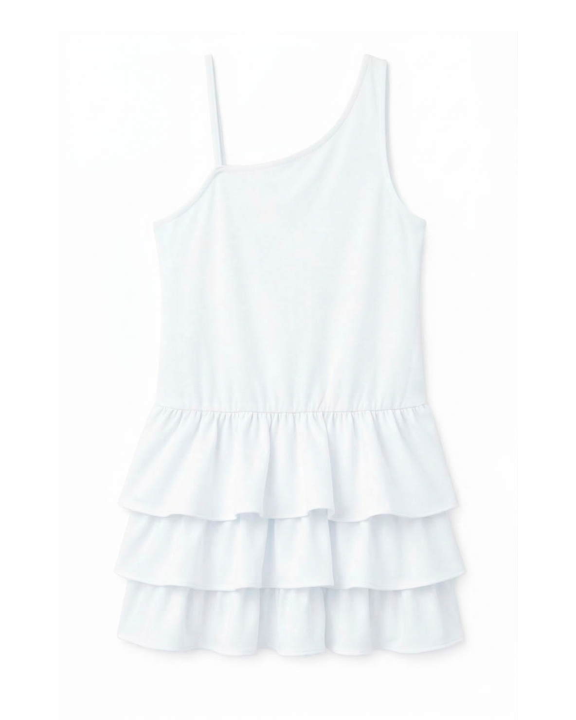 Vestido Niña Tirantes Asimetricas con Volantes Blanco