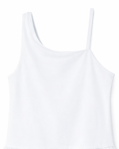 Vestido Niña Tirantes Asimetricas con Volantes Blanco