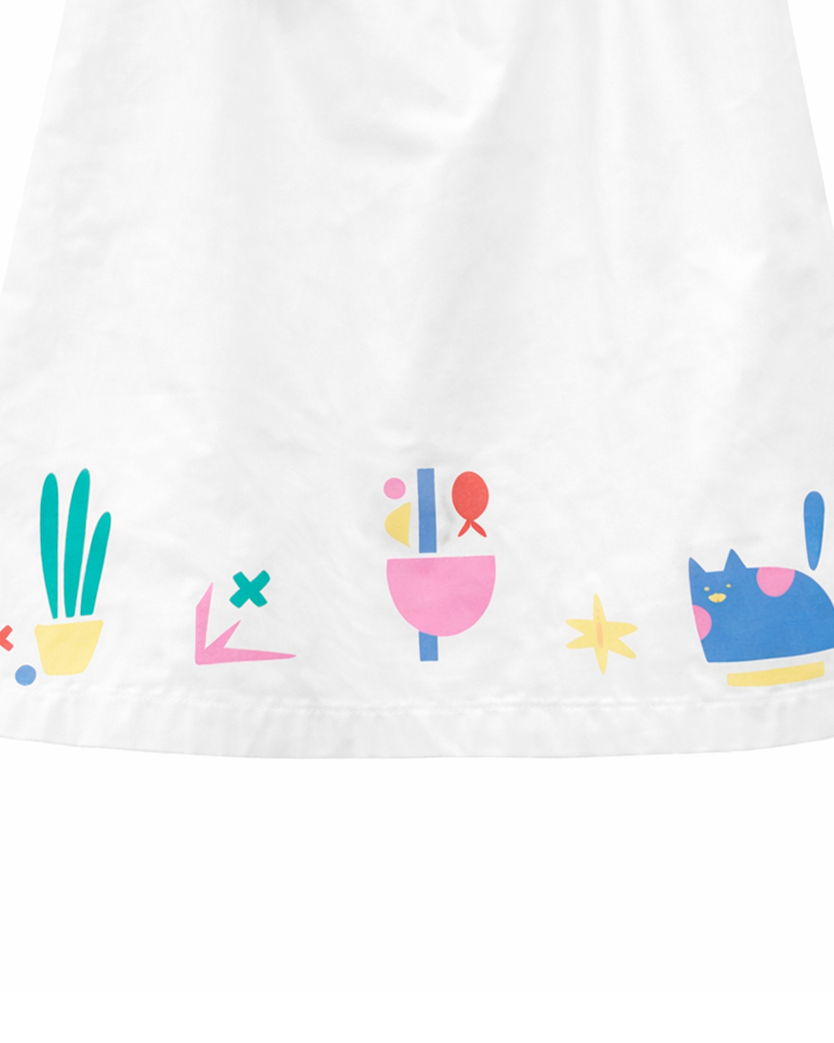 Vestido Infantil Blanco sin Mangas y Estampado Inferior