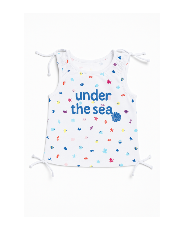 Blusa Crop Top con Estampado Marino