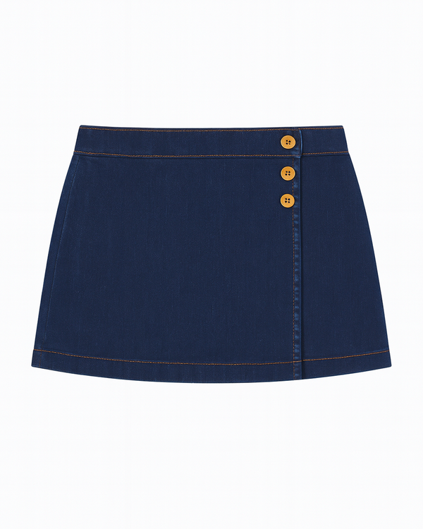 Falda denim azul con botones