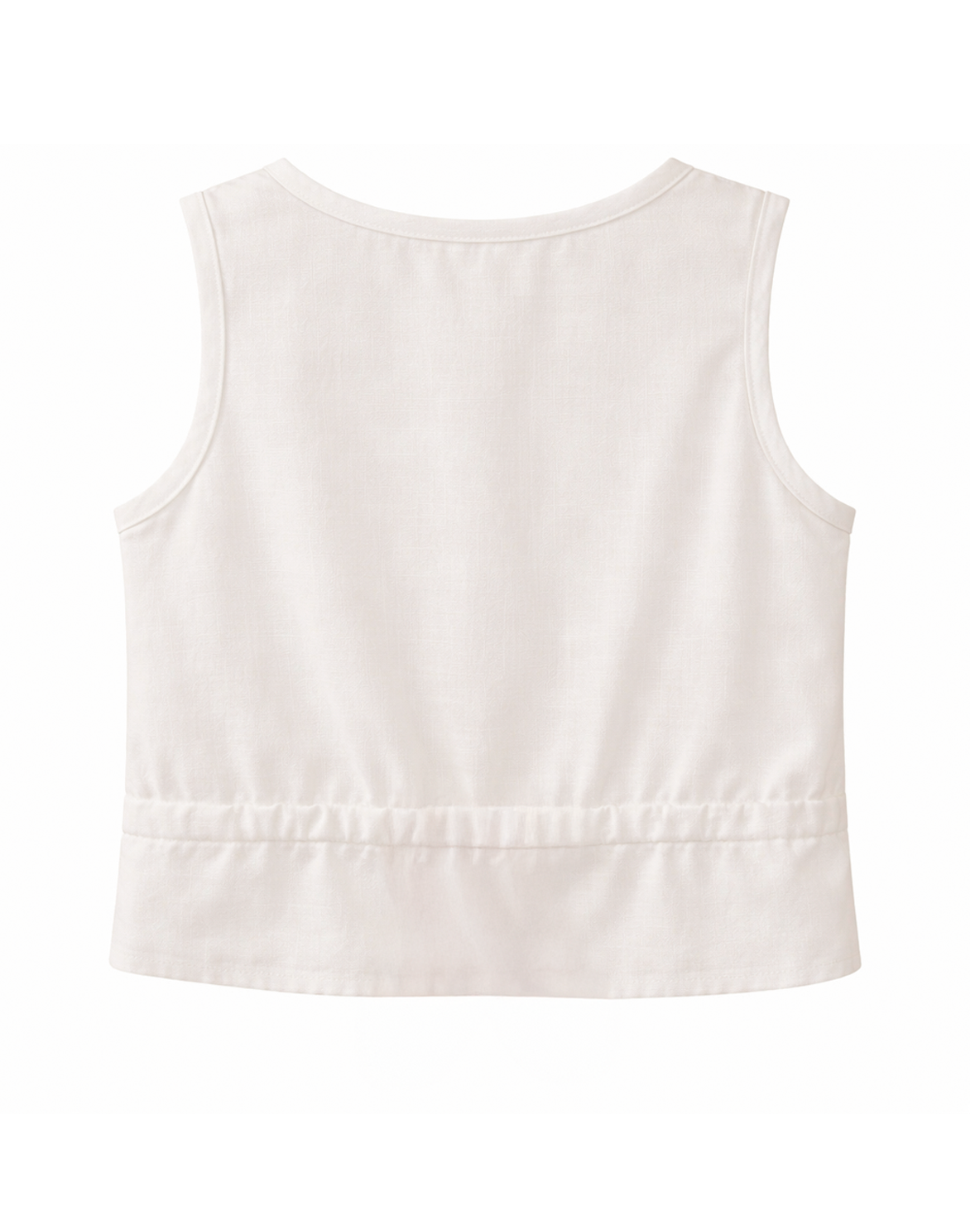 Blusa Blanca sin Mangas con Botones y Cintura Ajustable