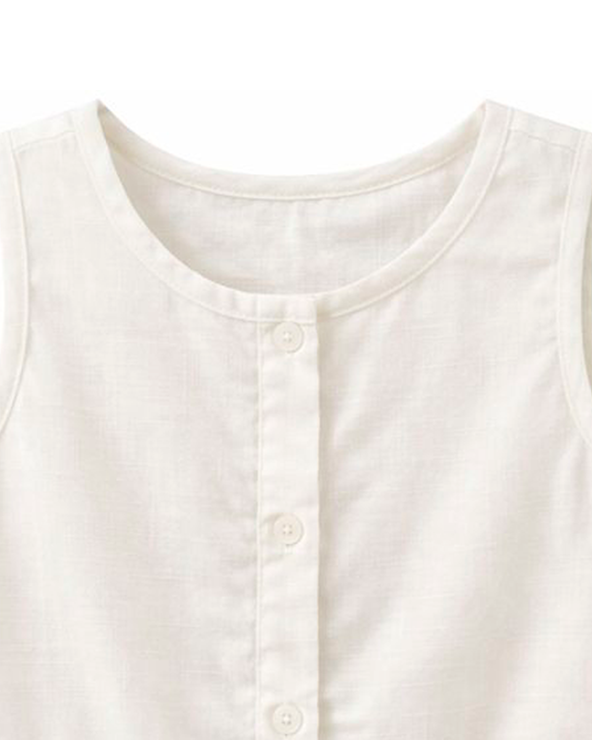 Blusa Blanca sin Mangas con Botones y Cintura Ajustable