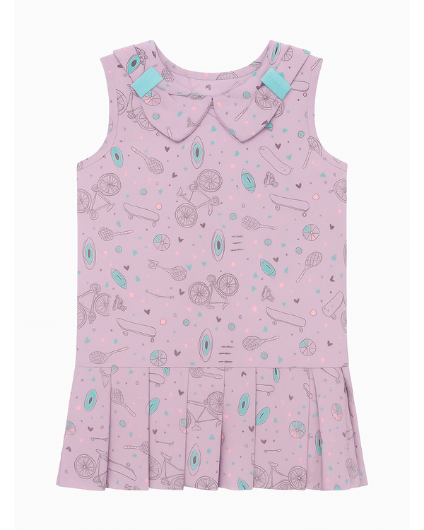 Vestido Infantil Lila con Estampado Deportivo