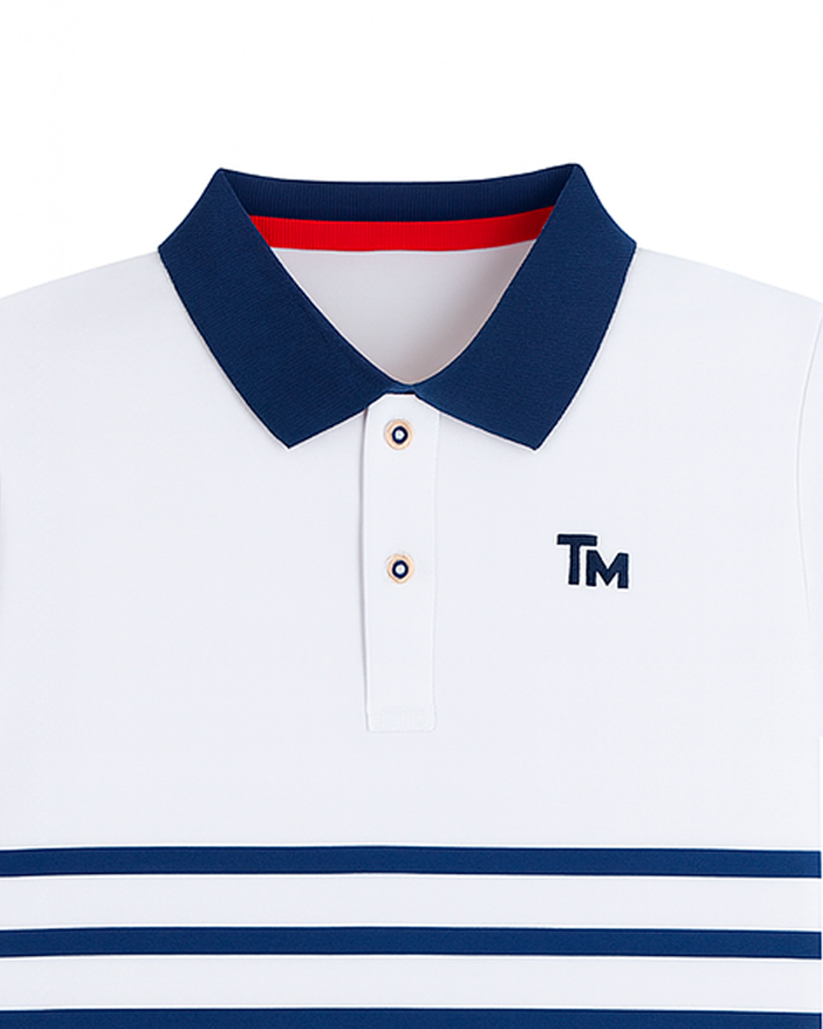 Polo Blanco Rayas Marinas TM