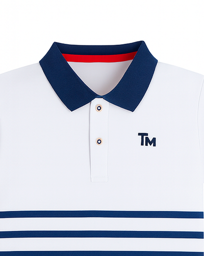 Polo Blanco Rayas Marinas TM