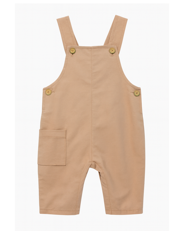 Overol Beige para Bebé Niño con Tirantes y Bolsillo Lateral