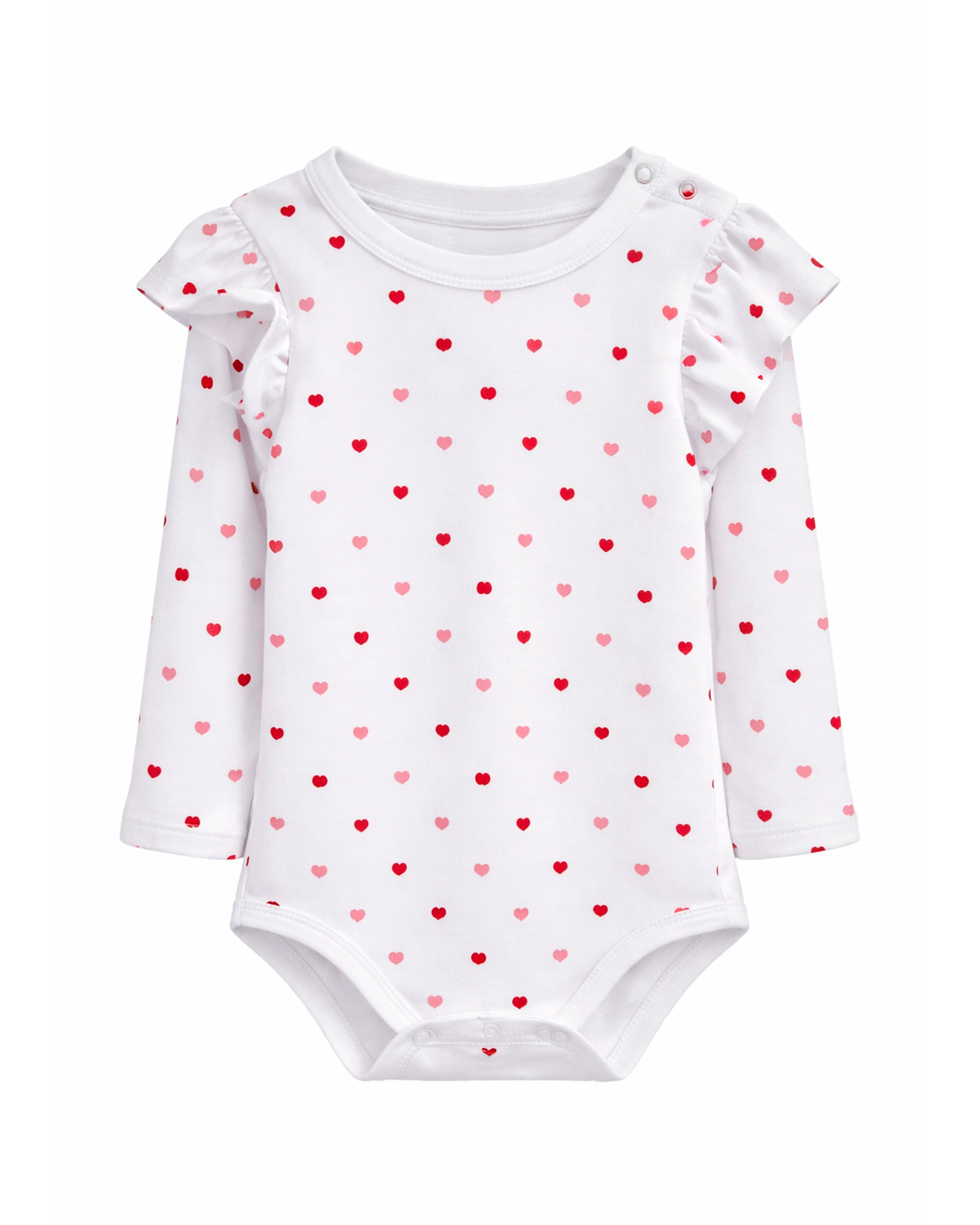 Body Bebé Niña Corazones Manga Larga Blanco