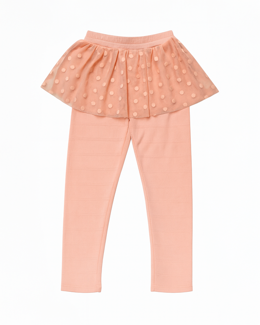 Leggings durazno con falda de tul
