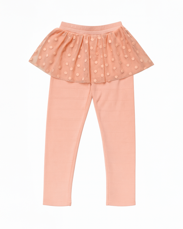 Leggings durazno con falda de tul