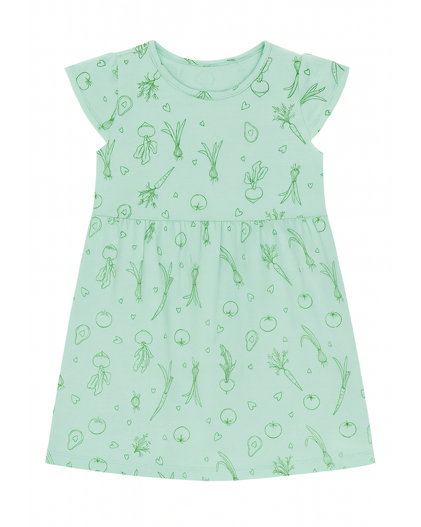 Vestido Verde con Estampado de Verduras