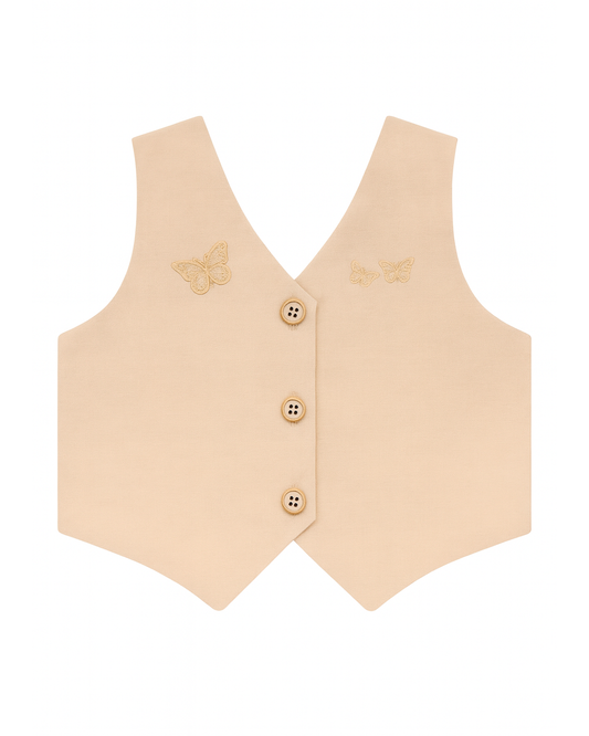 Chaleco Beige con Mariposas