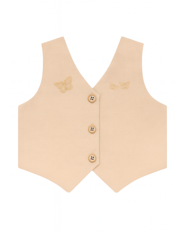 Chaleco Beige con Mariposas