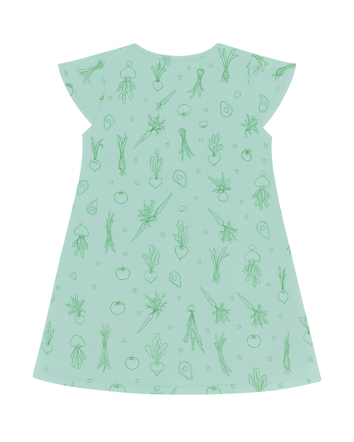 Vestido Verde con Estampado de Verduras