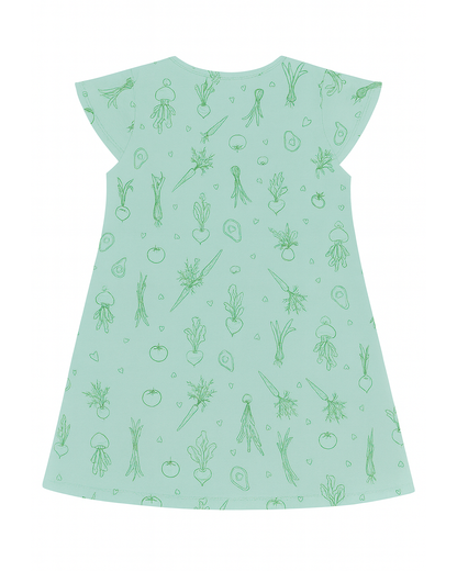 Vestido Verde con Estampado de Verduras