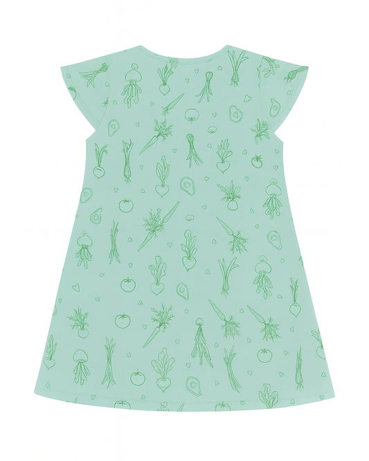 Vestido Verde con Estampado de Verduras