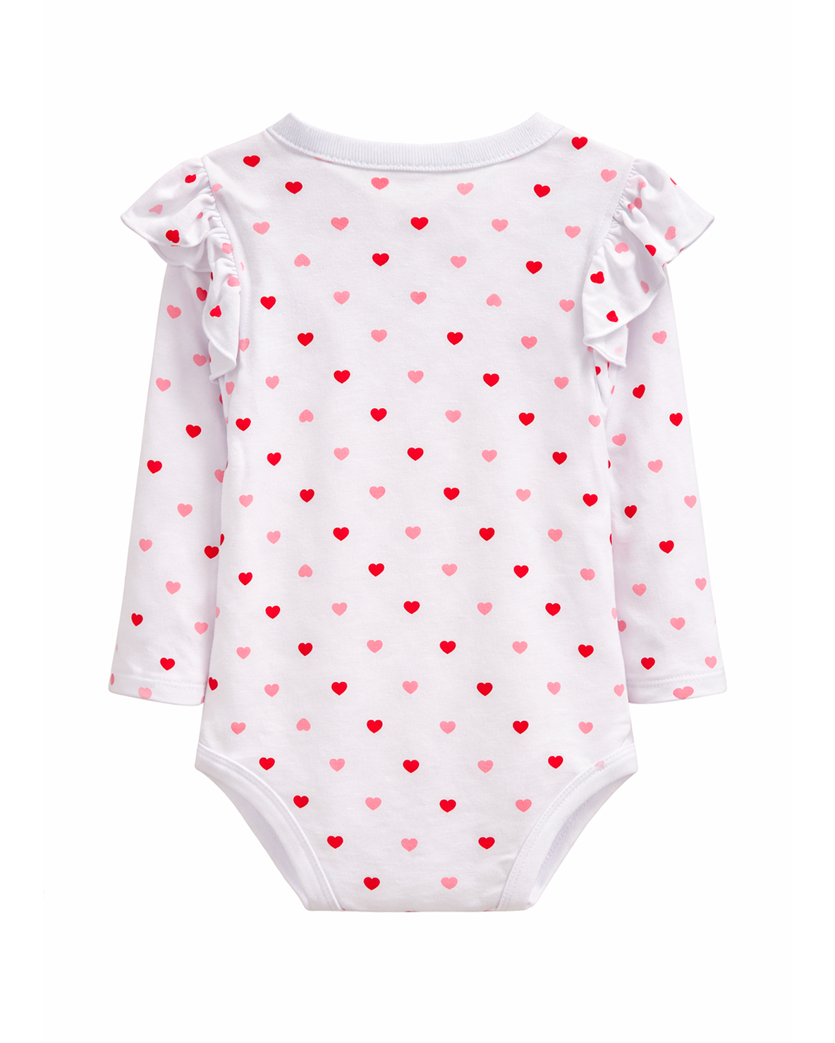 Body Bebé Niña Corazones Manga Larga Blanco