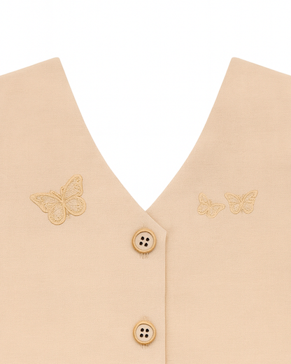 Chaleco Beige con Mariposas