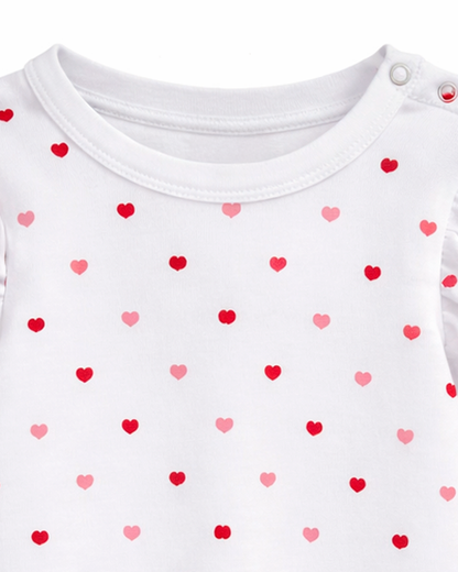 Body Bebé Niña Corazones Manga Larga Blanco