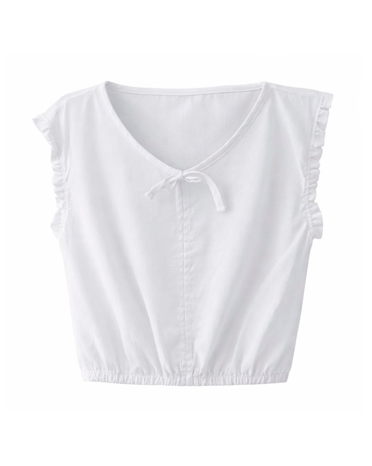 Blusa Blanca con Escote en V y Detalle de Lazo