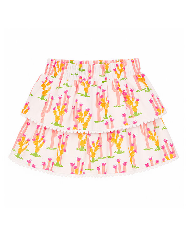 Falda Infantil con Estampado de Cactus Multicolor