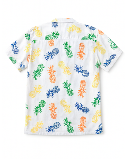 Camisa Blanca con Estampado de Piñas Multicolor