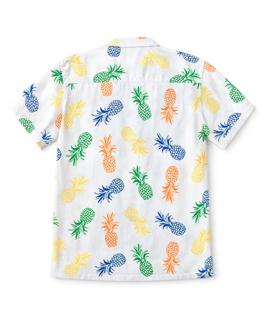 Camisa Blanca con Estampado de Piñas Multicolor