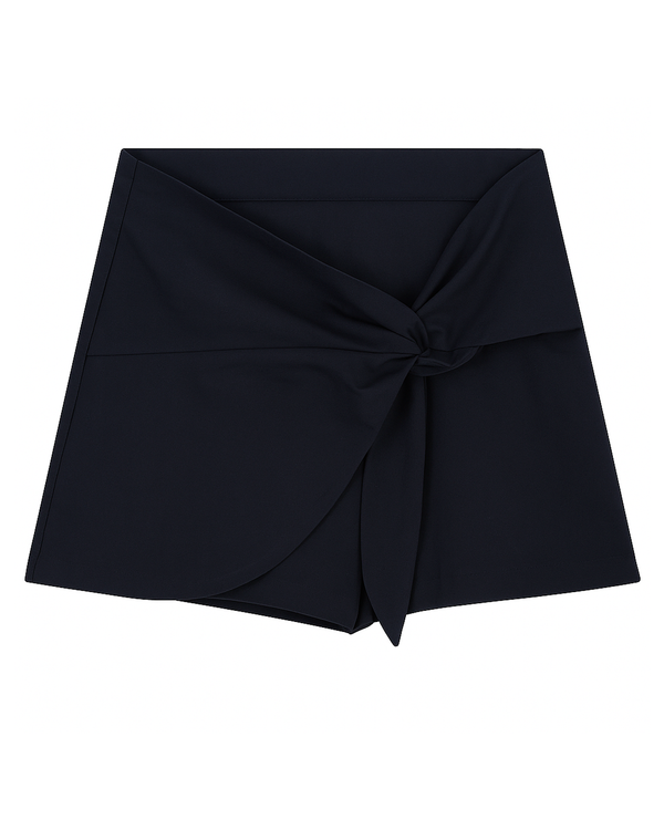 Falda Short Infantil Azul Marino con Nudo Frontal