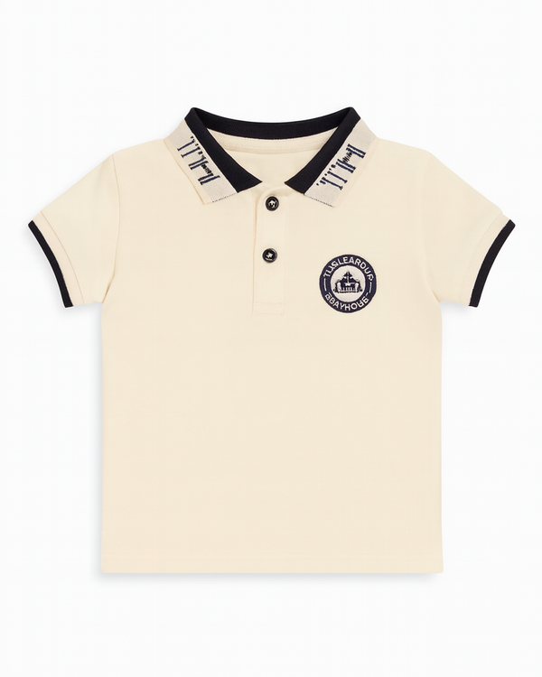 Polo Beige con Cuello Contrastado