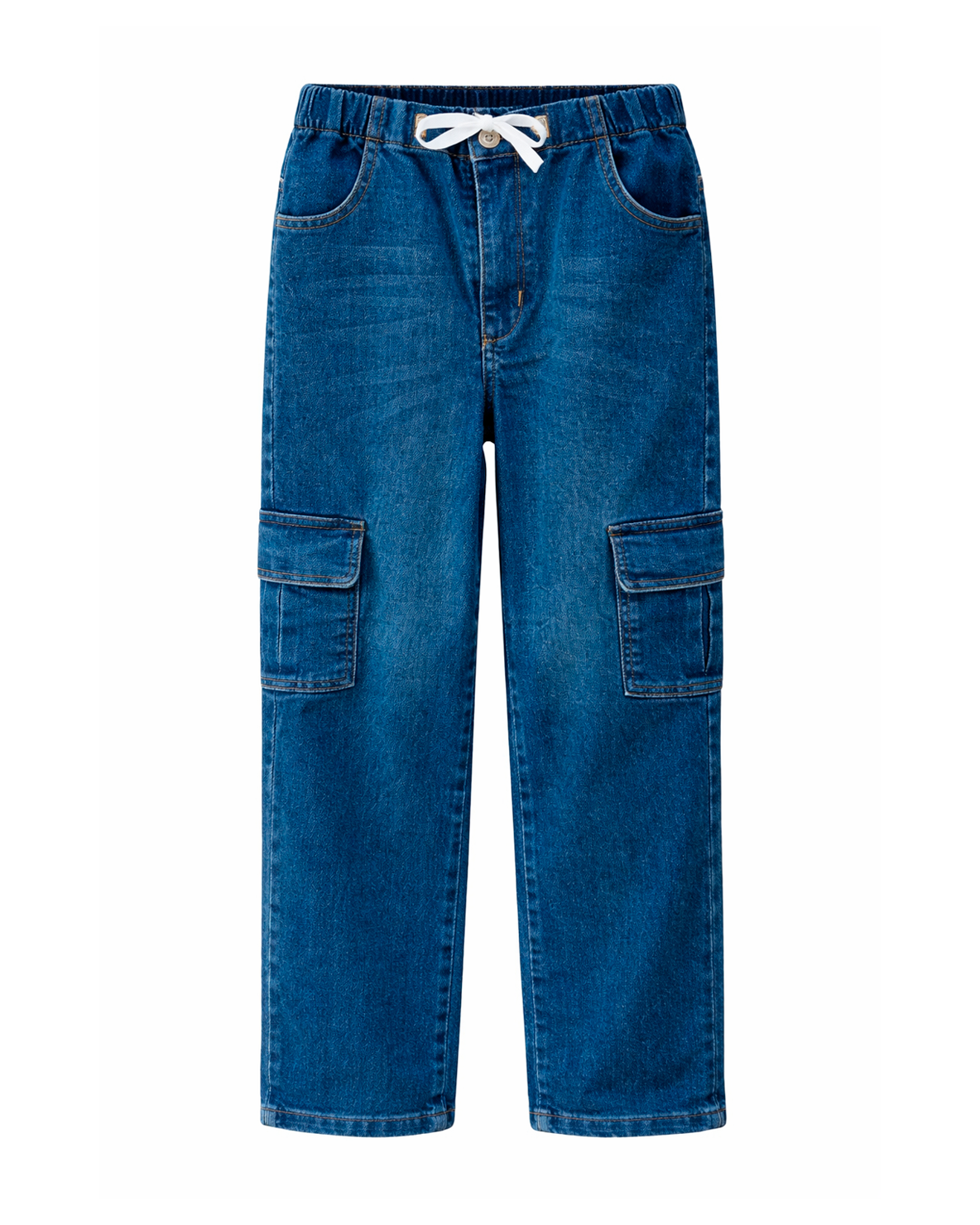 Pantalón Cargo Denim Azul con Cintura Elástica
