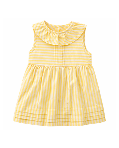 Vestido Infantil Amarillo a Rayas sin Mangas