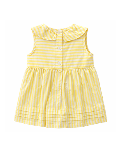 Vestido Infantil Amarillo a Rayas sin Mangas