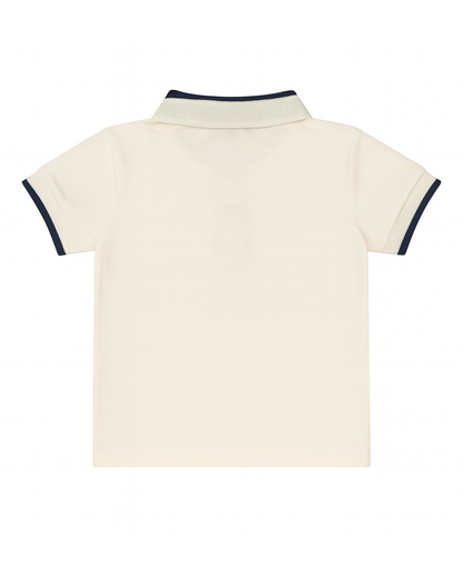 Polo Beige con Cuello Contrastado
