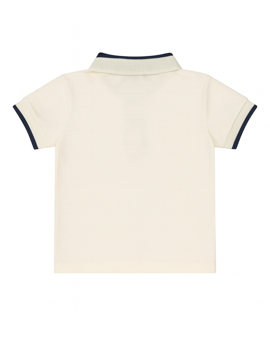 Polo Beige con Cuello Contrastado