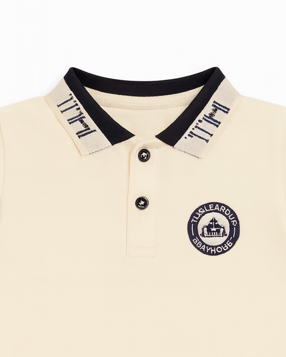 Polo Beige con Cuello Contrastado