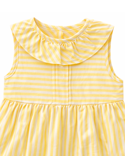 Vestido Infantil Amarillo a Rayas sin Mangas