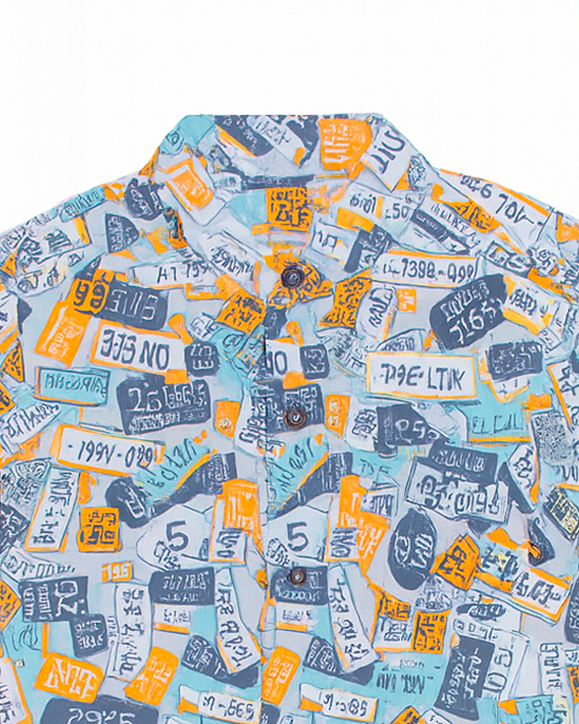 Camisa Estampada con Placas Vehiculares
