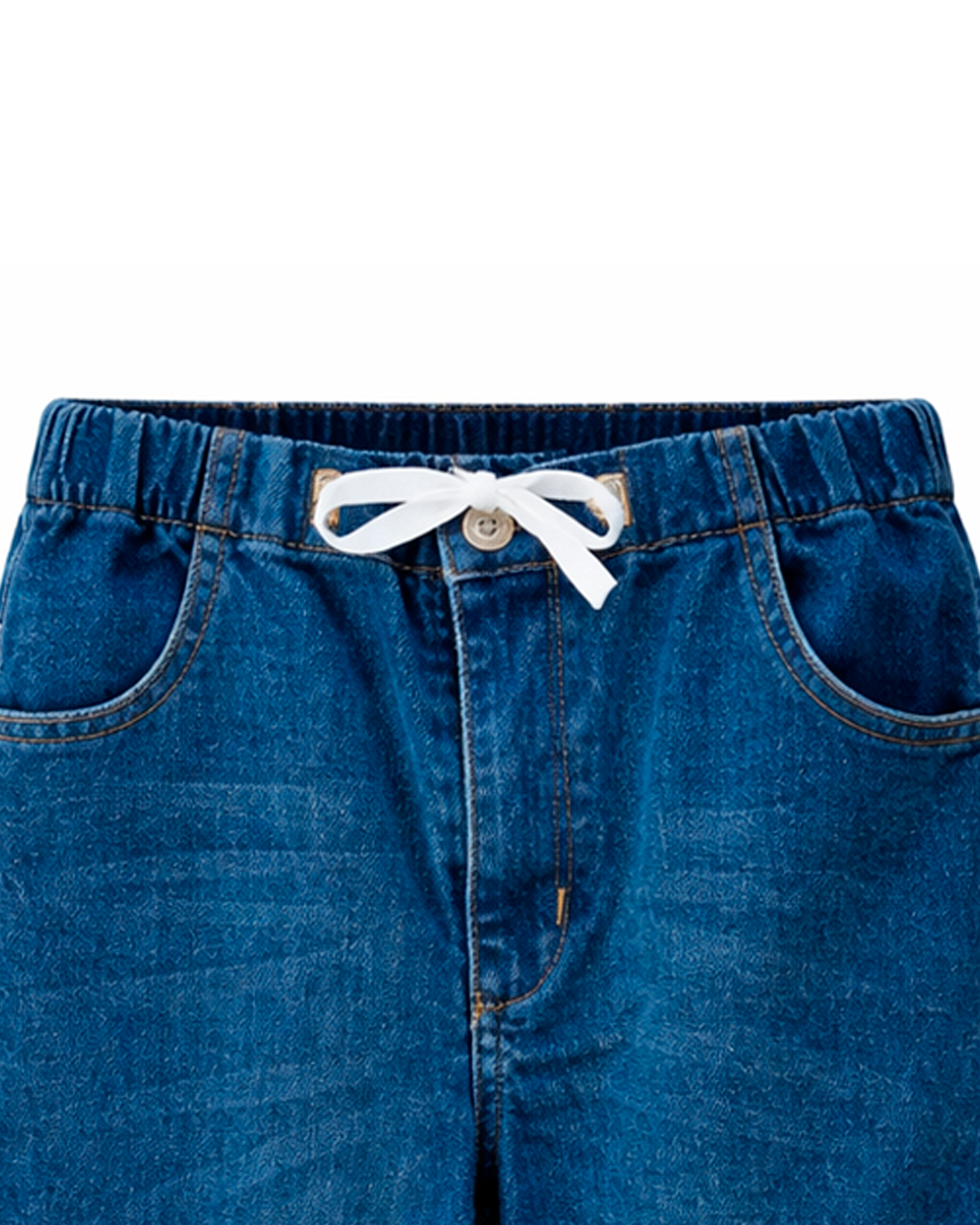 Pantalón Cargo Denim Azul con Cintura Elástica