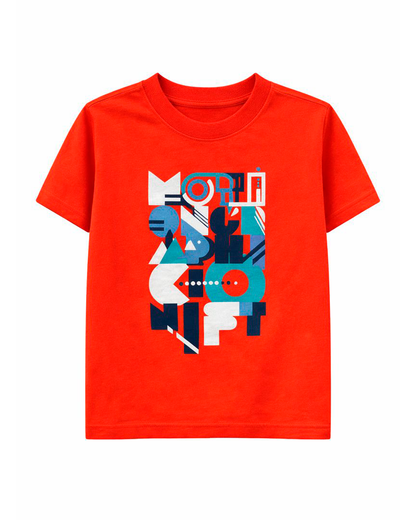 Camiseta Infantil Roja con Estampado Gráfico