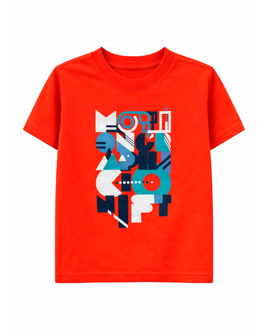 Camiseta Infantil Roja con Estampado Gráfico