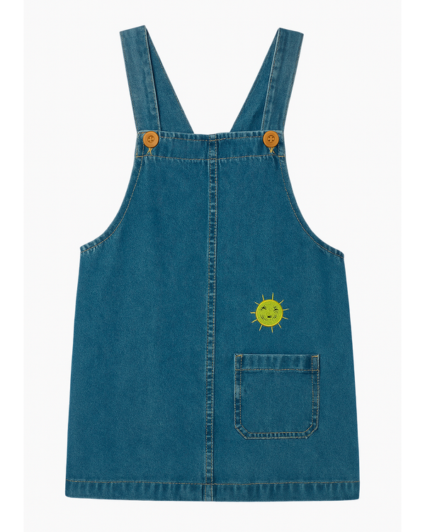 Jardinera Infantil Denim con Bordado de Sol