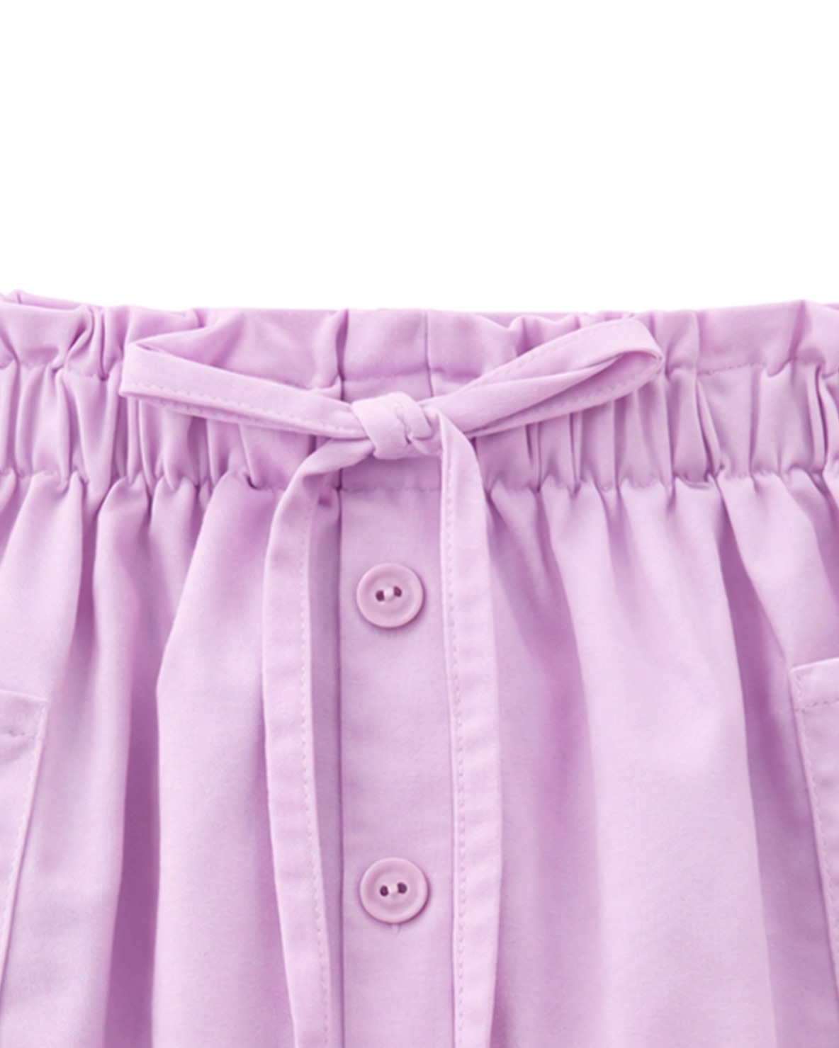Falda Short Lila con Bolsillos Bordados y Botones Frontales