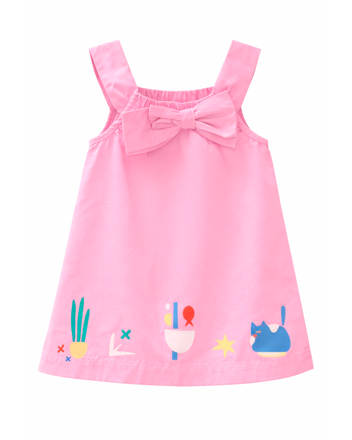 Vestido Infantil Rosa y Estampado Inferior